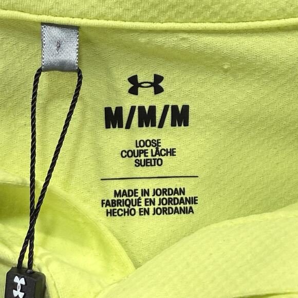 Under Armour Drive Chill Polo Medium Avocado Yellow Iso-Chill UPF 50+ Loose Golf - Picture 7 of 12